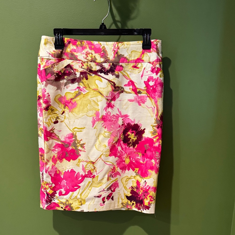 Charter Club Lined Floral Pink/Yellow/Green Petite Women's Skirt